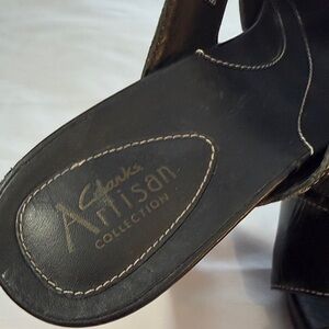 Clarks Artisan Black Leather Mules